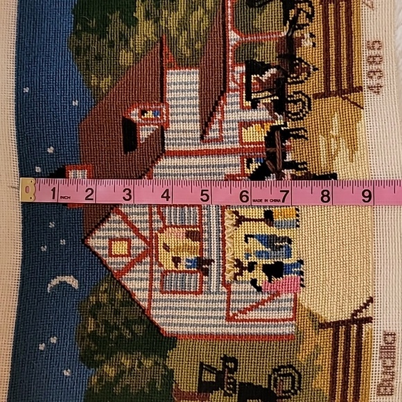 Vintage Needlepoint Barn Scene - Picture 5 of 5